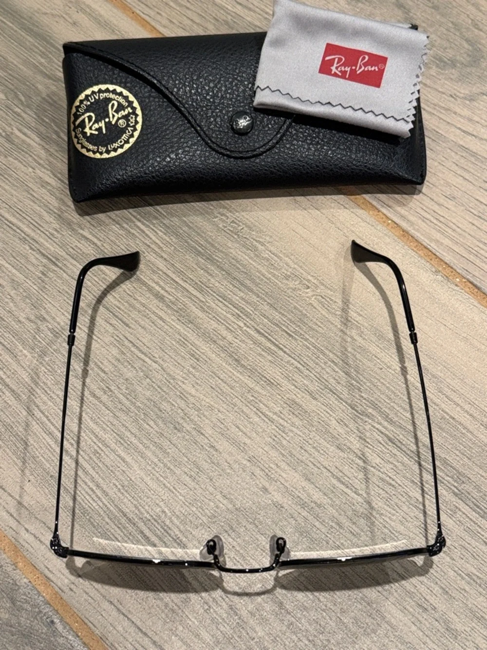 Ray-Ban Hexagonal Black Frame Sunglasses with Dark Green Lenses